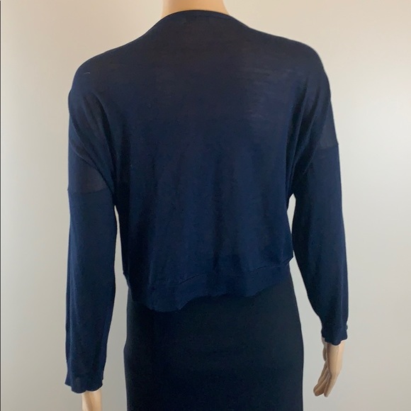 Nina Ricci Navy Cardigan Top with Black Lace Inset - Picture 3 of 6